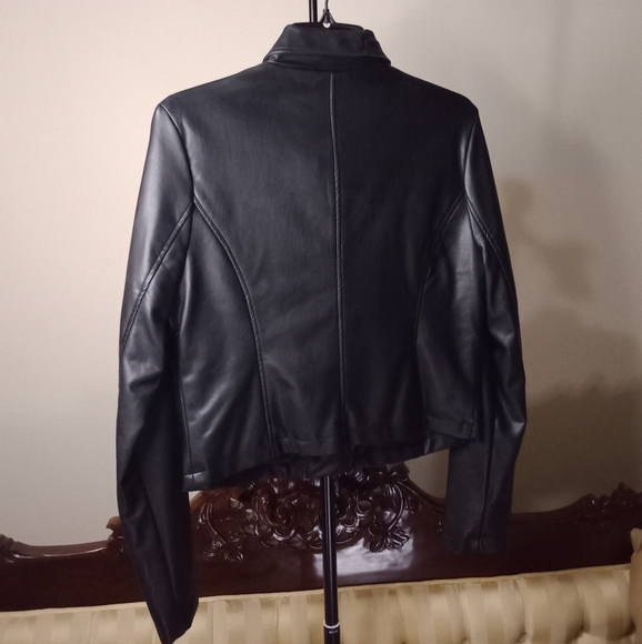 Charlotte Russe Black Faux Leather Zip Moto Jacket - Picture 5 of 7